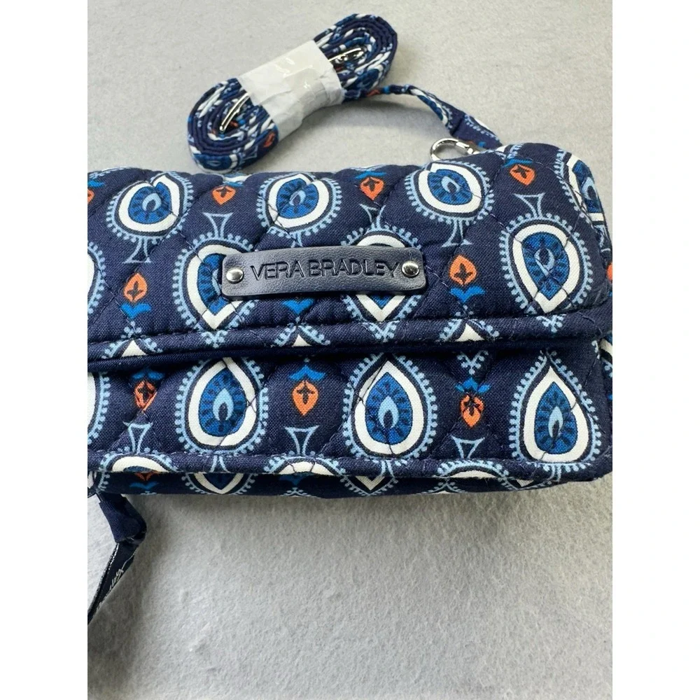Vera Bradley All In OneCrossbodyWristletWallet Marrakesh Motifs Blue Paisley NWT